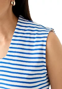 Women's Sleeveless V-Neck Yarn Dyed Top