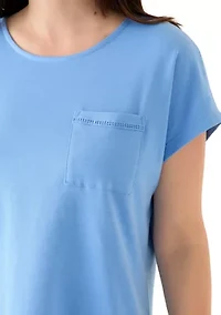 Women's Dolman Crochet Trim Solid T-Shirt