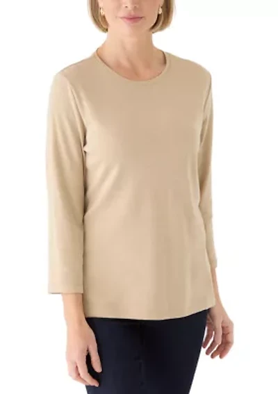 Women's Three-Quarter Sleeve Heather Crew Neck