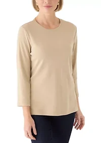 Women's Three-Quarter Sleeve Heather Crew Neck