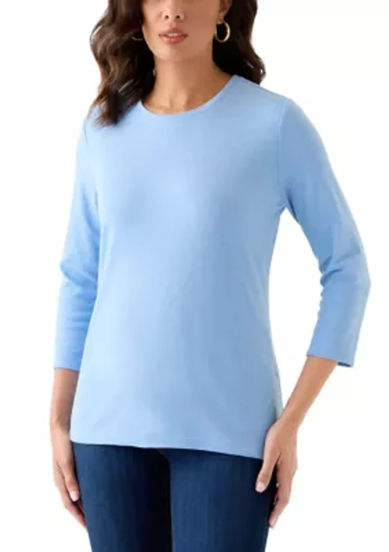 Women's Three-Quarter Sleeve Heather Crew Neck