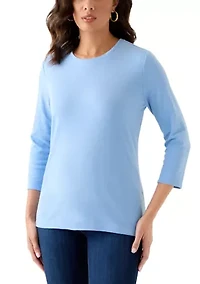 Women's Three-Quarter Sleeve Heather Crew Neck