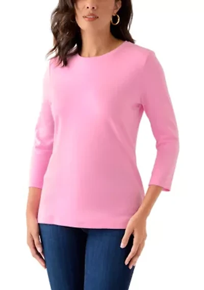 Women's Three-Quarter Sleeve Heather Crew Neck