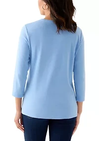 Women's Three-Quarter Sleeve Heather Crew Neck