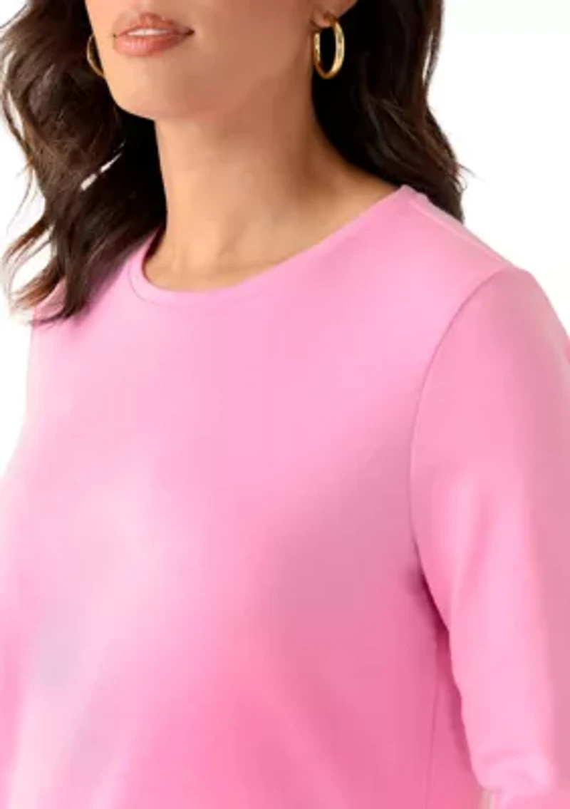 Women's Three-Quarter Sleeve Heather Crew Neck