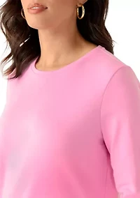 Women's Three-Quarter Sleeve Heather Crew Neck