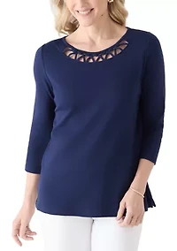 Women's 3/4 Sleeves Neck Detail Shirt