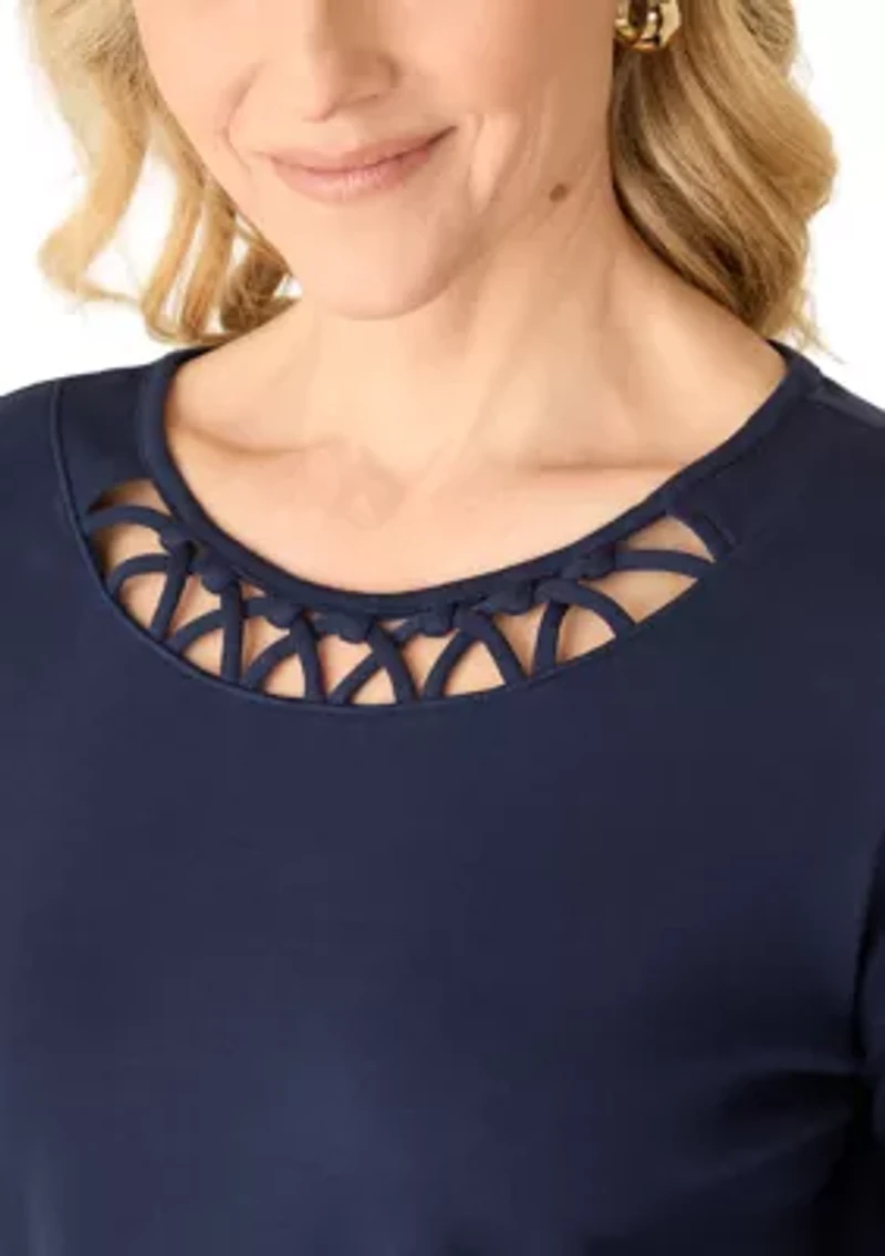 Women's 3/4 Sleeves Neck Detail Shirt