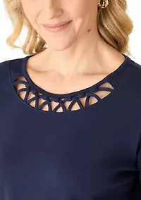 Women's 3/4 Sleeves Neck Detail Shirt