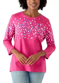 Women's 3/4 Sleeve Crew Neck Placement Printed Top