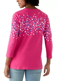 Women's 3/4 Sleeve Crew Neck Placement Printed Top