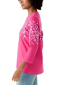 Women's 3/4 Sleeve Crew Neck Placement Printed Top