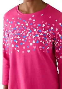 Women's 3/4 Sleeve Crew Neck Placement Printed Top