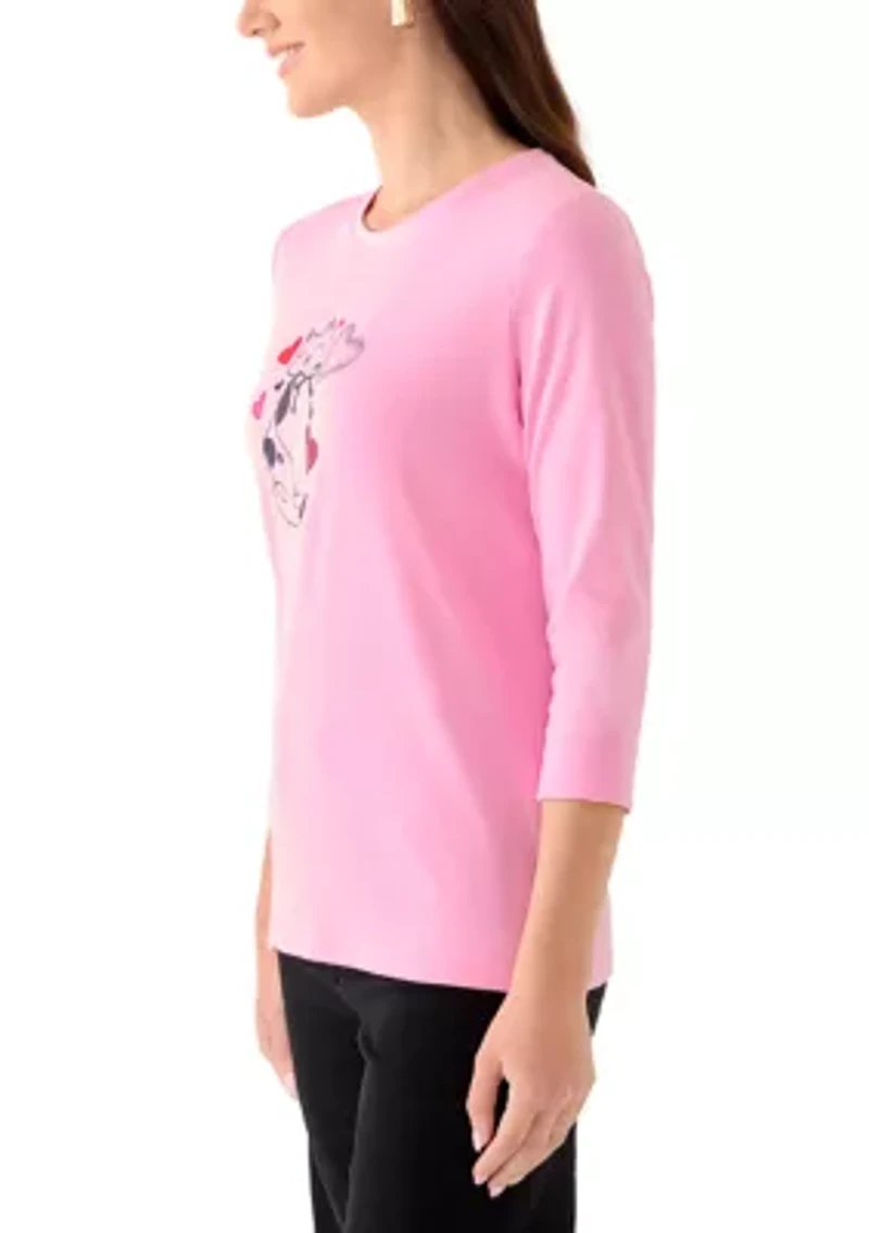 Women's Three-Quarter Sleeve Graphic Top