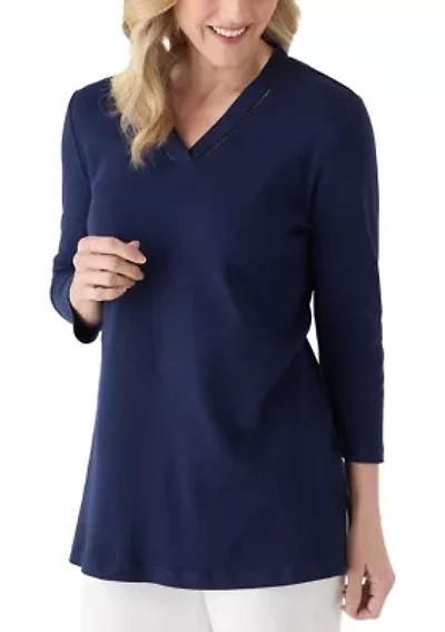 Women's 3/4 Sleeve V-Neck Tunic Top