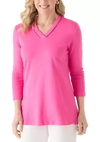 Women's 3/4 Sleeve V-Neck Tunic Top