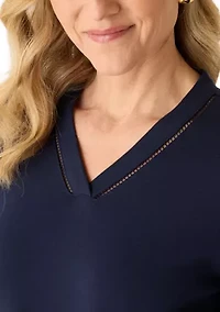 Women's 3/4 Sleeve V-Neck Tunic Top