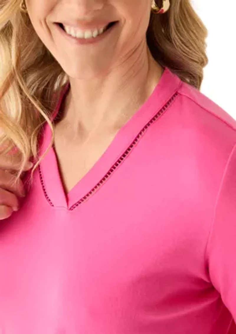 Women's 3/4 Sleeve V-Neck Tunic Top