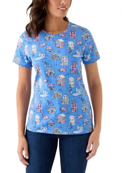 Women's Short Sleeve Crew Neck Print T-Shirt