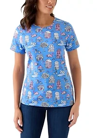 Women's Short Sleeve Crew Neck Print T-Shirt