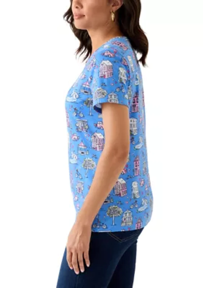 Women's Short Sleeve Crew Neck Print T-Shirt