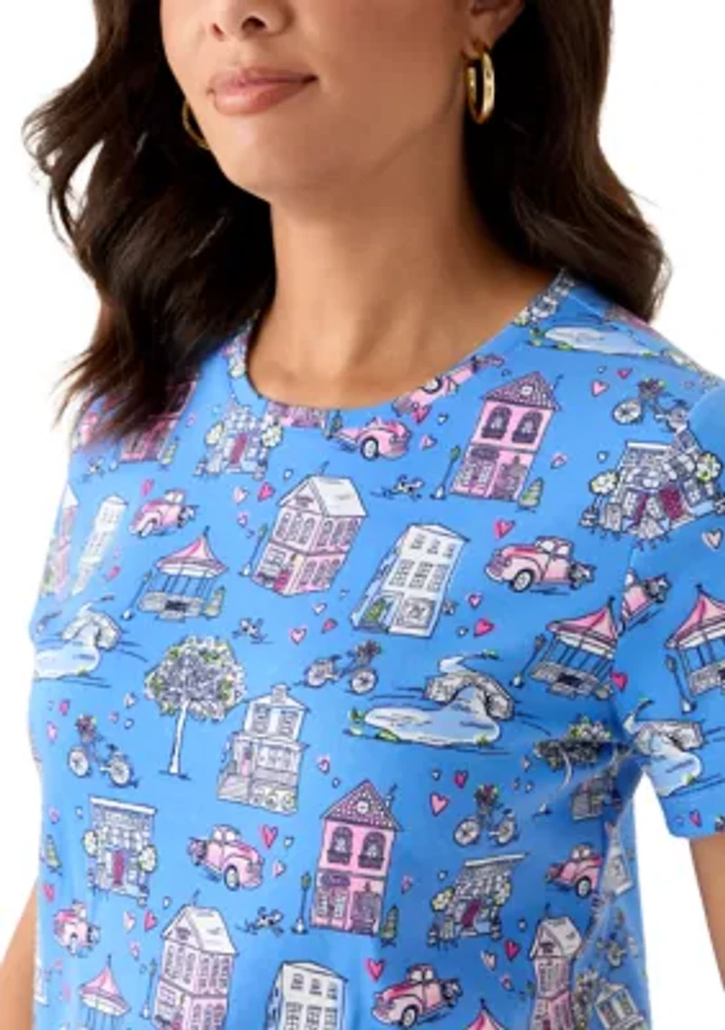 Women's Short Sleeve Crew Neck Print T-Shirt