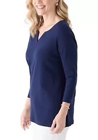 Women's 3/4 Sleeve Split Neck Shirt