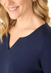 Women's 3/4 Sleeve Split Neck Shirt