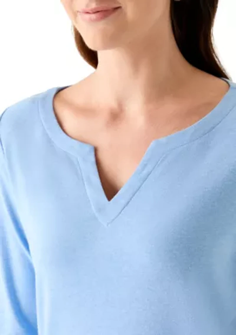 Women's 3/4 Sleeve Split Neck Top