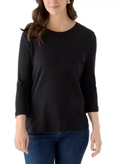 Women's 3/4 Sleeve Crew Neck Core Solid Top