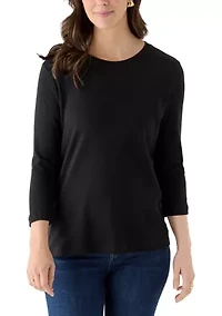 Women's 3/4 Sleeve Crew Neck Core Solid Top