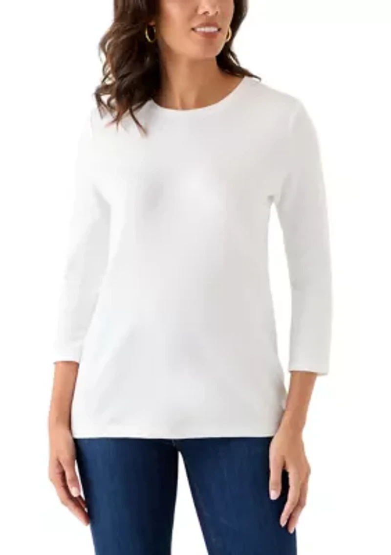 Women's 3/4 Sleeve Crew Neck Core Solid Top
