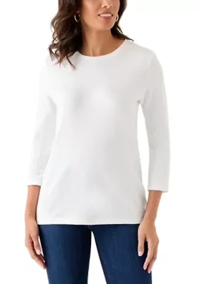Women's 3/4 Sleeve Crew Neck Core Solid Top