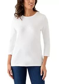 Women's 3/4 Sleeve Crew Neck Core Solid Top