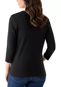 Women's 3/4 Sleeve Crew Neck Core Solid Top