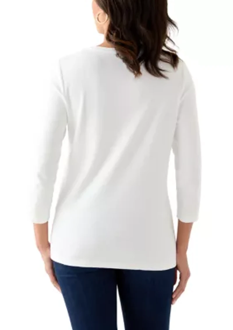 Women's 3/4 Sleeve Crew Neck Core Solid Top