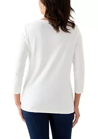 Women's 3/4 Sleeve Crew Neck Core Solid Top