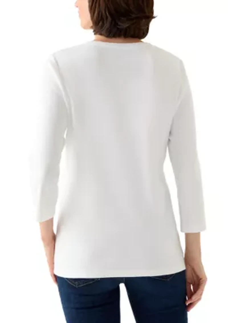 Women's 3/4 Sleeve Crew Neck Core Solid Top