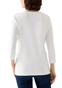 Women's 3/4 Sleeve Crew Neck Core Solid Top