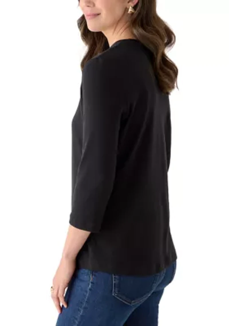 Women's 3/4 Sleeve Crew Neck Core Solid Top