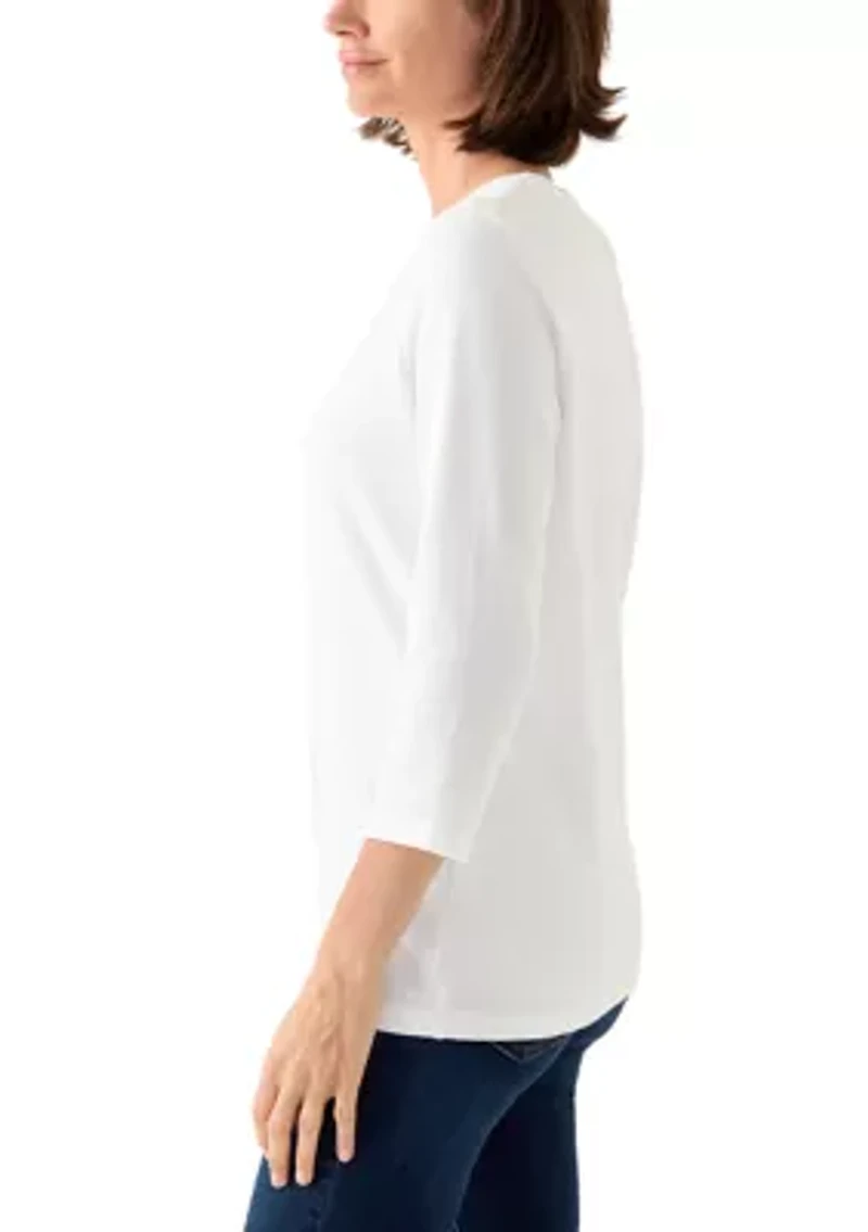 Women's 3/4 Sleeve Crew Neck Core Solid Top