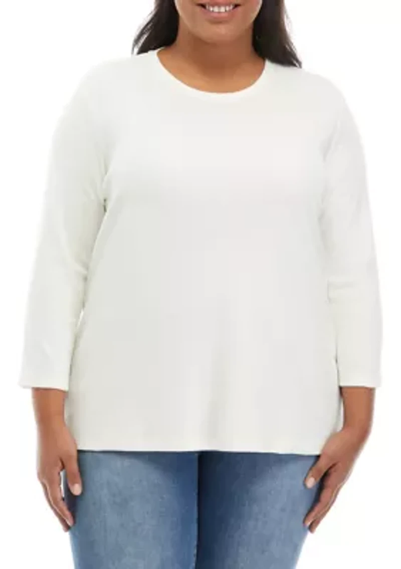 Plus 3/4 Sleeve Solid Shirt