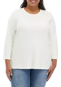 Plus 3/4 Sleeve Solid Shirt