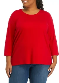 Plus 3/4 Sleeve Solid Shirt