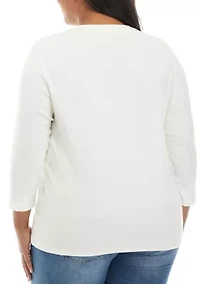 Plus 3/4 Sleeve Solid Shirt