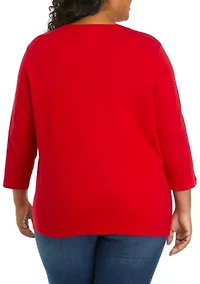 Plus 3/4 Sleeve Solid Shirt