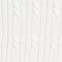 Plus Long Sleeve Cable Knit Crew Neck Button Shoulder Sweater