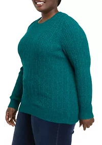 Plus Long Sleeve Cable Crew Neck Sweater