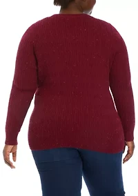 Plus Long Sleeve Cable Crew Neck Sweater