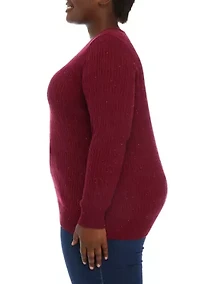 Plus Long Sleeve Cable Crew Neck Sweater